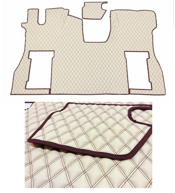 Kunstleder Fußmatten für SCANIA S ab 2017 in Beige-matt, Doppelsteppung, drehbar 