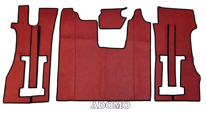 Kunstleder Fußmatten für SCANIA R ab 2017 New Generation, drehbarer/luftgefederter Beifahrersitz in rot-schattiert-glatt 