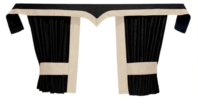 LKW Gardinen für RENAULT T schwarz - beige 