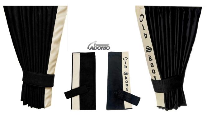 2 Seitengardinen für DAF XF 106 schwarz- beige OHNE oder MIT old skool 