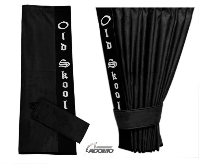 2 Seitengardinen für MP5 MP4 ACTROS L ab 2024 schwarz- schwarz OHNE oder MIT old skool MIT old skool