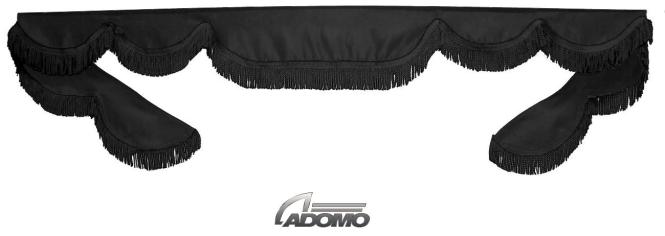 Frontscheibenborde in schwarz-schwarz, gerade Fransen für Man Scania Volvo Mercedes Iveco Daf Renault 