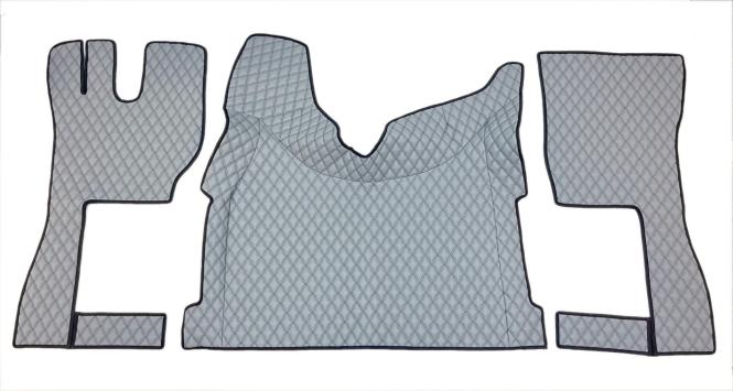 Kunstleder Fußmattenset für Volvo FH Aero FH5 FH4 in grau - matt, Doppelsteppung 