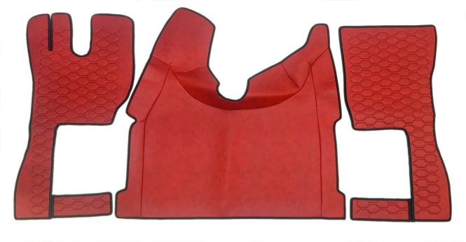 Kunstleder Fußmattenset für Volvo FH4, FH5 in rot glatt 