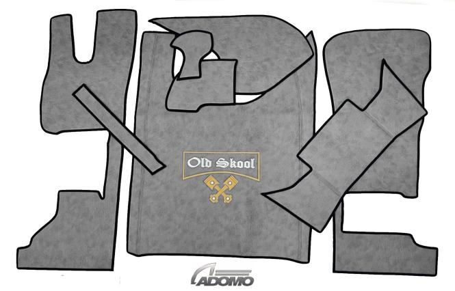 Kunstlederfußmatten für DAF ab 2021 XG, XG+ klappbar grau GLATT großes old skool Logo 