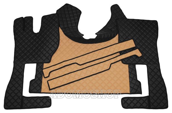 Kunstlederfussmatten mit Sitzsockel für Volvo FH Aero FH5 FH4 cappuccino-schwarz-matt 