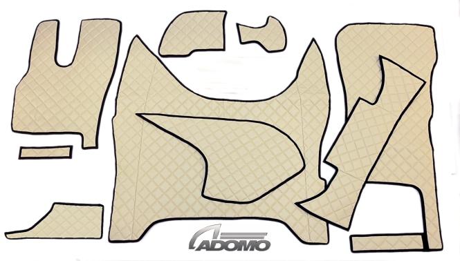 Kunstlederfußmatten mit Sitzsockel für DAF XF-new ab 2021 klappbar beige 