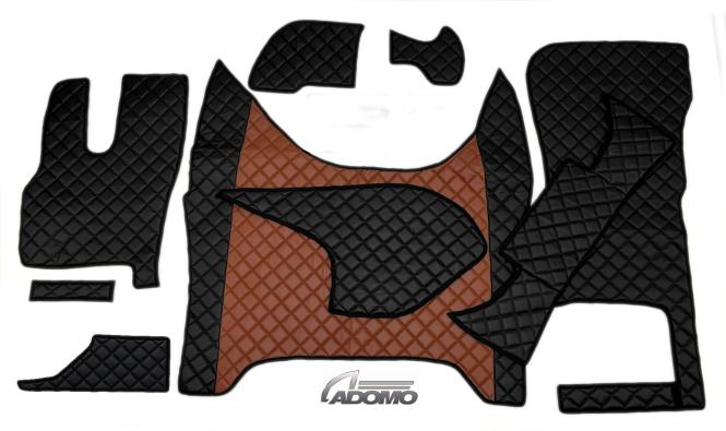 Kunstlederfußmatten mit Sitzsockel für DAF XF-new ab 2021 klappbar braun-schwarz 