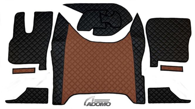 Kunstlederfußmatten mit Sitzsockel für DAF XF-new ab 2021 luftgefedert braun - schwarz 