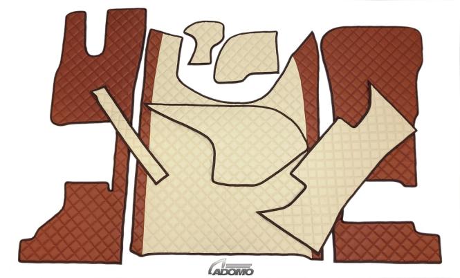 Kunstlederfußmatten mit Sitzsockel für DAF ab 2021 XG, XG+ klappbar braun-beige 
