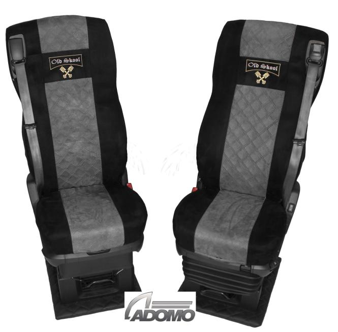 Sitzbezüge für Daf ab 2021 XF-new XG XG+, schwarz-grau, Old Skool, luftgefedert 
