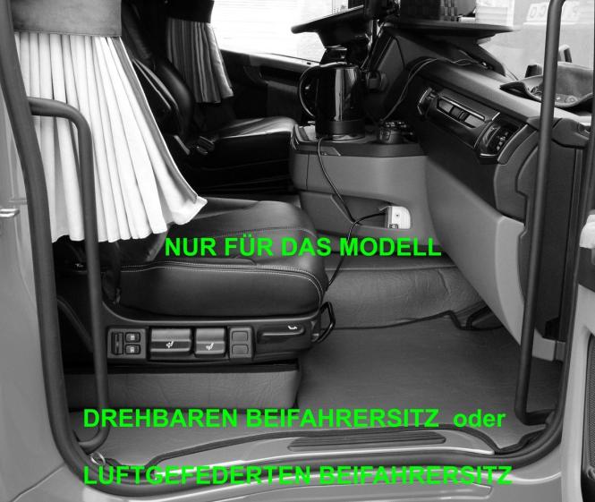 Kunstleder Fußmatten für SCANIA R ab 2017 New Generation, drehbarer/luftgefederter Beifahrersitz in rot-schattiert-glatt 