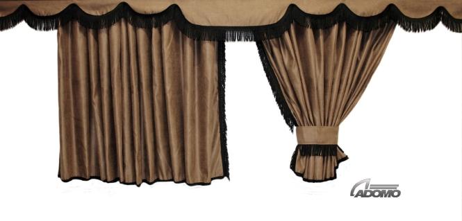 Lkw Gardinen Scania, Topline, Highline, braun-schwarz, gratis Gardinenhaken 