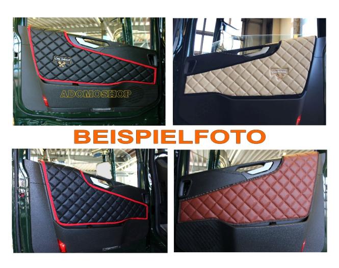 Türverkleidung für Volvo FH4, FH5 Kunstleder in cappucino-matt, umr. schwarz 