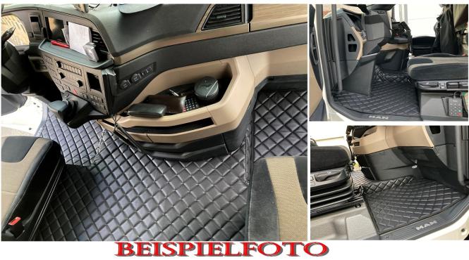 Kunstlederfußmatten für Man TGX ab 2020  blau-beige-matt 