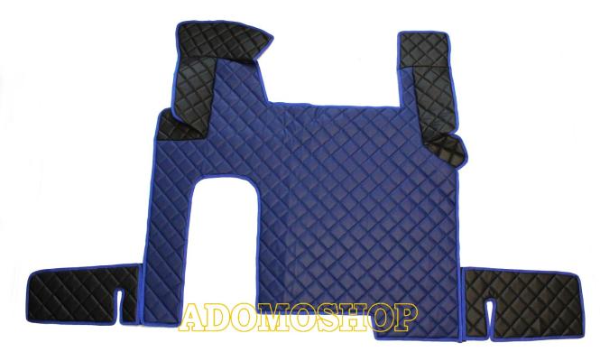 Kunstlederfussmatten für MAN TGX ab 2007 Automatik 2 Schubladen blau - schwarz 