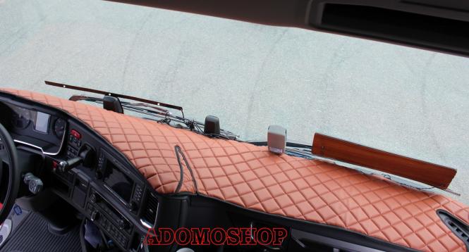Armaturenabdeckung aus Kunstleder für Scania S und New Generation ab 2017  braun-matt 