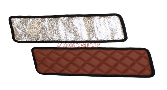 Abdeckung für obere Fenster aus Kunstleder für MAN TGX-XXL, TGA-XXL in braun-matt/Alufolie 