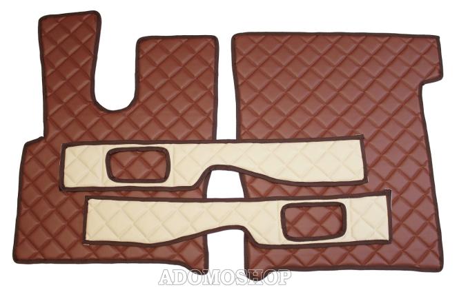 LKW Kunstleder Fußmatten für DAF XF 106 mit Sitzsockel in beige - braun matt 