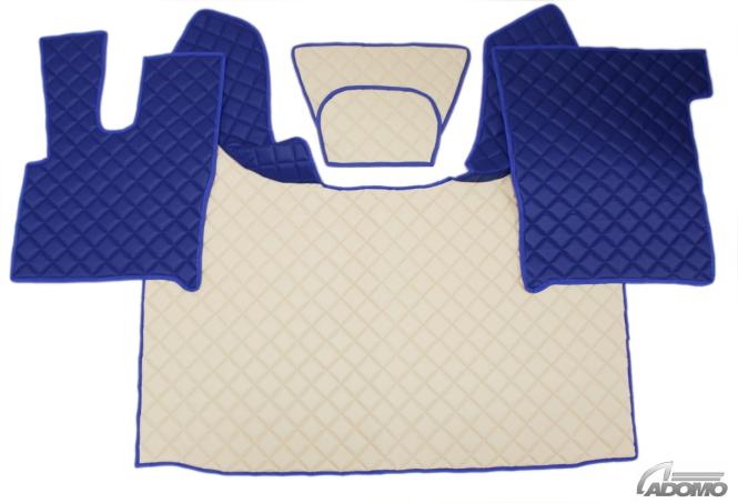 Kunstlederfußmatten mit Sitzsockel für DAF XF 106 ab 07/2017 beige-blau-matt 