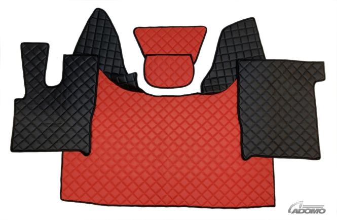 Kunstlederfußmatten mit Sitzsockel für DAF XF 106 ab 07/2017 schwarz - rot 