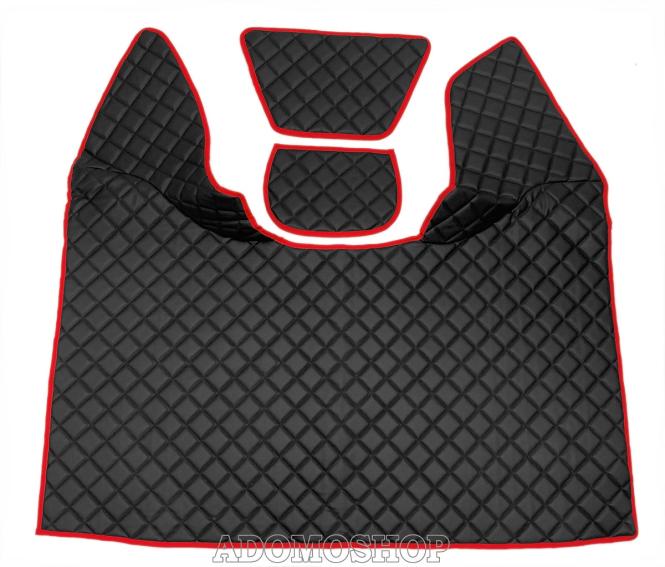 Kunstlederfußmatten mit Sitzsockel für DAF XF 106 ab 07/2017 schwarz Umrandung rot 