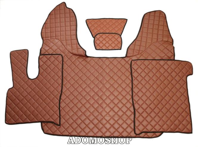 Kunstleder Fußmatten für DAF XF 106 mit Sitzsockeln - Braun 