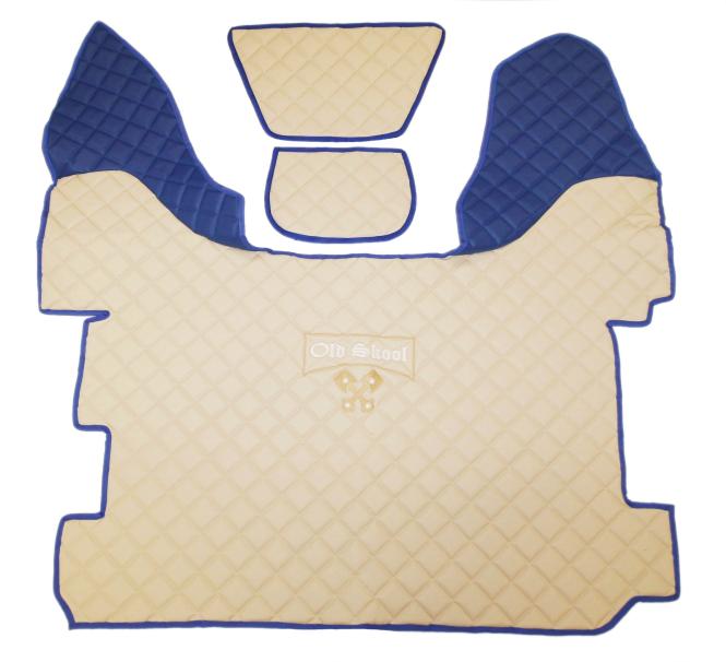 Kunstleder Fußmatten für DAF XF 106 beige - blau Old Skool 