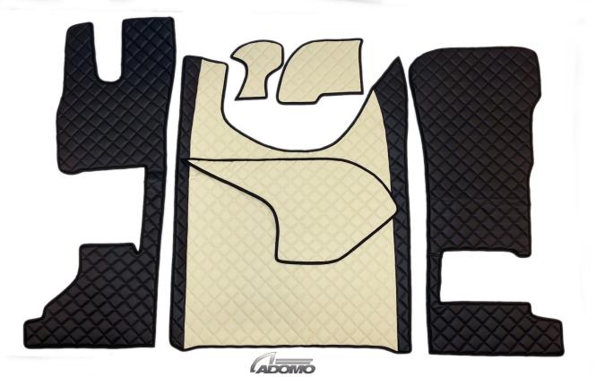 Kunstlederfußmatten mit Sitzsockel für DAF ab 2021 XG, XG+ klappbar schwarz-beige 