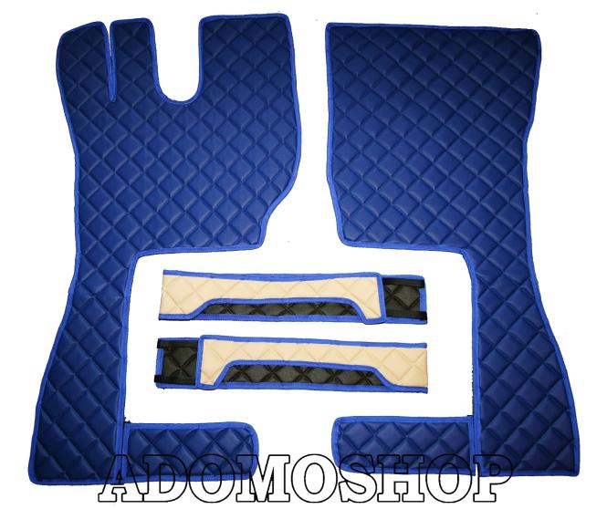 Kunstlederfußmatten mit Sitzsockel für Volvo FH4, FH5 beige-blau-matt 