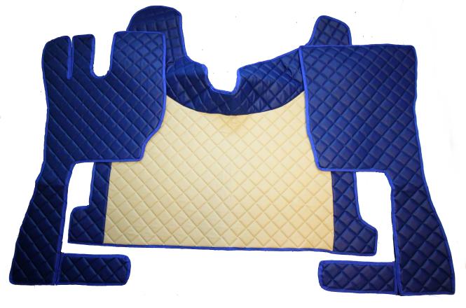 Kunstlederfußmatten mit Sitzsockel für Volvo FH4, FH5 , Beifahrersitz drehbar, blau-beige-matt 