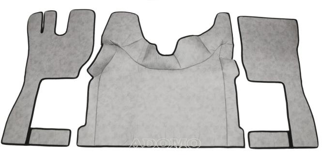 Kunstlederfußmatten mit Sitzsockel für Volvo FH4, FH5 grau-schattiert-glatt, Beifahrersitz DREHBAR 