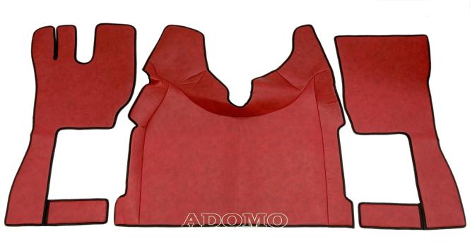 Kunstlederfußmatten mit Sitzsockel für Volvo FH4, FH5 rot-schattiert-glatt, Beifahrersitz DREHBAR 