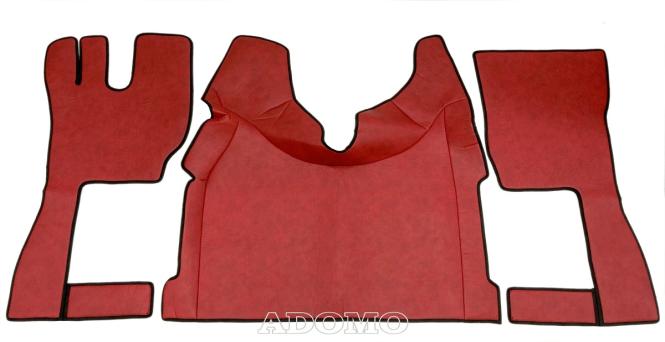 Kunstlederfußmatten mit Sitzsockel für Volvo FH Aero FH5 FH4 rot-schattiert-glatt 