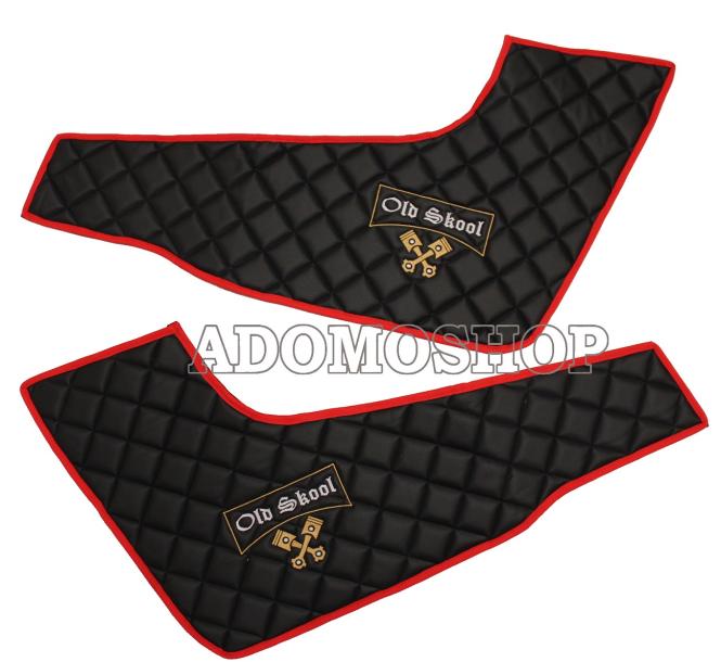 Türverkleidung für Volvo FH4, FH5 Kunstleder in schwarz-rot, matt, Old Skool 