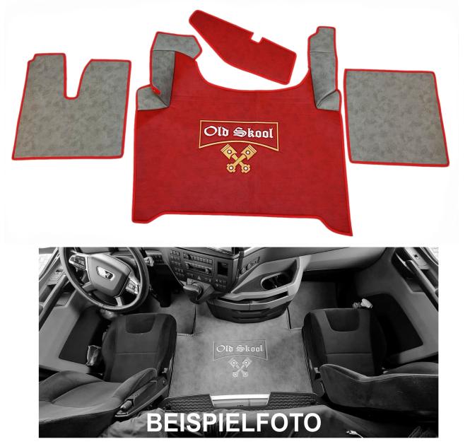 Kunstlederfußmatten für Man TGX ab 2020 grau - rot , großes Logo 