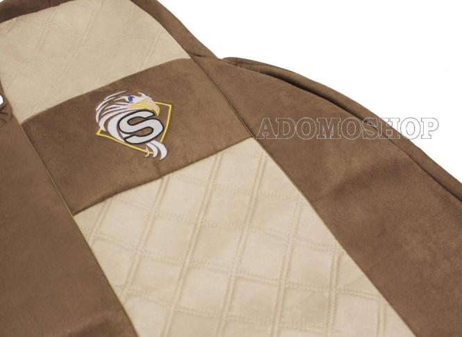 Sitzbezüge für Scania S und R New Generation ab 2017mit klappbarem Beifahrersitz-separate Kopfstütze, braun-beige 