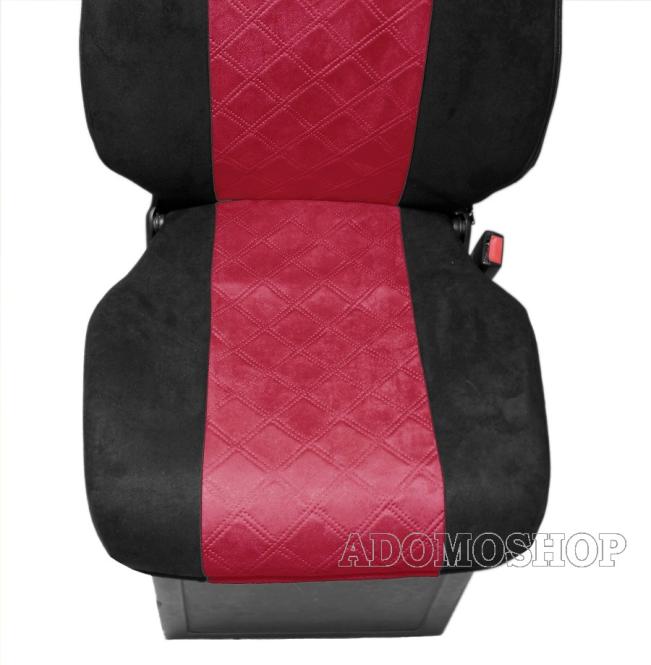 Sitzbezüge für Scania S und R New Generation ab 2017mit klappbarem Beifahrersitz-separate Kopfstütze, schwarz-rot 