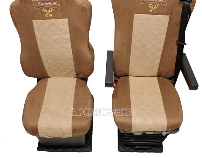 Sitzbezüge für MAN TGX TGA TGL TGM TGS braun-beige 1 Gurt Old Skool 