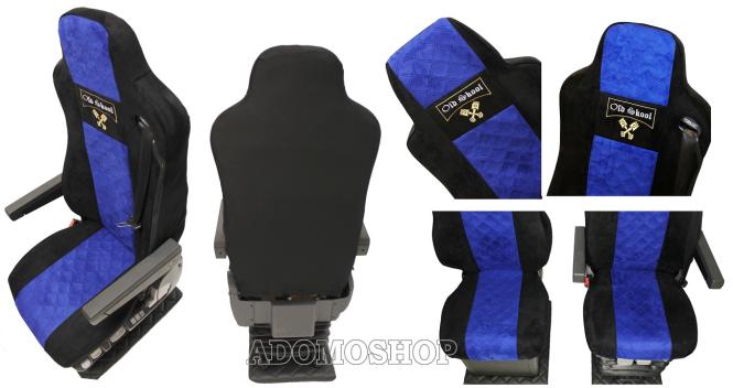 Sitzbezüge für MAN TGX TGA TGL TGM TGS schwarz-blau 1 Gurt Old Skool 