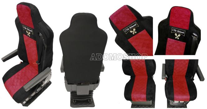 Sitzbezüge für MAN TGX TGA TGL TGM TGS schwarz-rot 1 Gurt Old Skool 