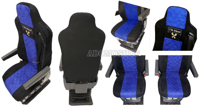 Sitzbezüge für MAN TGX TGA TGL TGM TGS schwarz-blau 2 Gurt Old Skool 