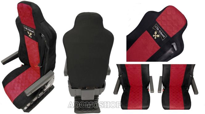 Sitzbezüge für MAN TGX TGA TGL TGM TGS schwarz-rot 2 Gurt Old Skool 