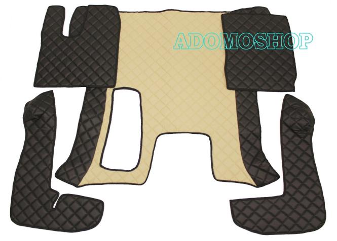 Kunstlederfußmatten für Man TGS und TGL ab 2007 bis 2018, Manualschaltung, schwarz-beige-matt 