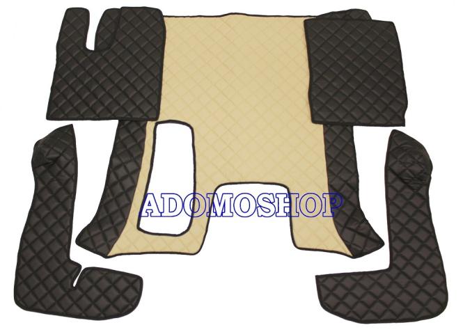 Kunstlederfußmatten für Man TGS und TGL ab 2007 bis 2018, automatik, schwarz-beige-matt 