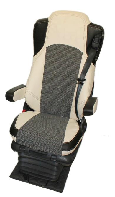 Sitzbezug aus Kunstleder NUR Fahrerseite für Actros MP4 und MP5  beige - schwarz, ohne Logo 