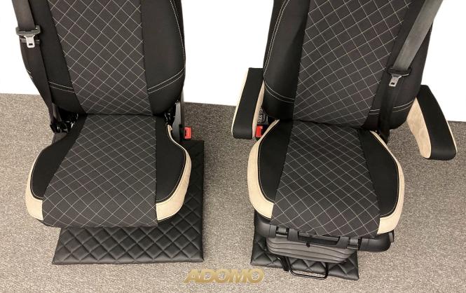 Lkw Sitzbezüge für Actros L ab 2022 MP5 MP4 Beifahrer klappbar beige 2 Armlehnen 