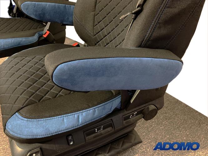 Lkw Sitzbezüge für Actros L ab 2022 MP5 MP4 Beifahrer klappbar blau 2 Armlehnen 