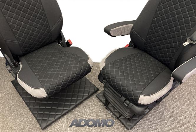 Lkw Sitzbezüge für Actros L MP5 MP4 Beifahrer klappbar grau 2 Armlehnen 