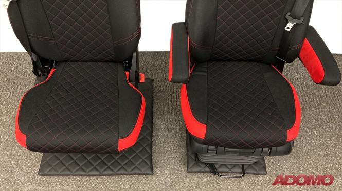 Lkw Sitzbezüge für Actros L ab 2022 MP5 MP4 Beifahrer klappbar rot 2 Armlehnen 